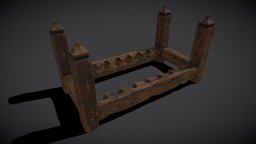Long Wooden Dish Rack stand, rack, viking, medieval, holder, dish, furniture, dryer, living, dishes, decor, kitchen, kitchenware, furnishings, wood, container