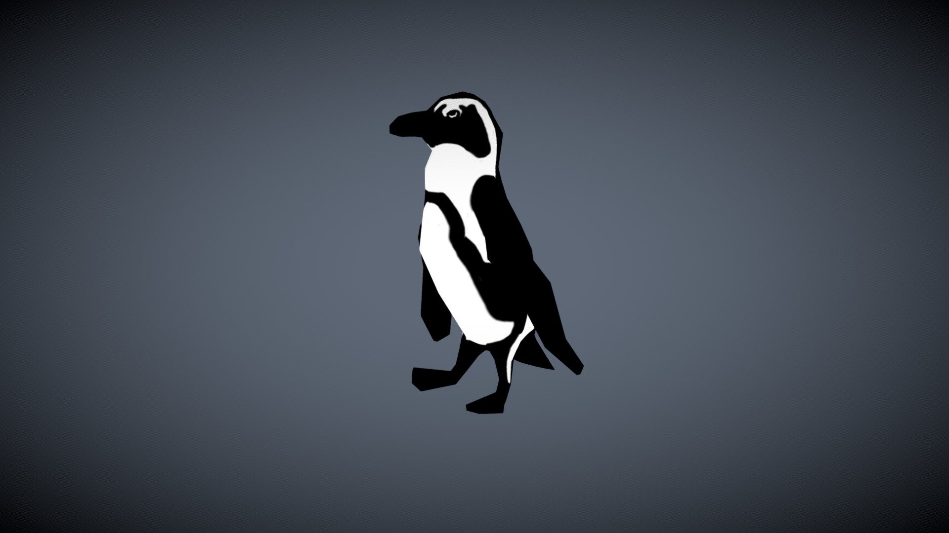 Low-poly, hand-painted penguin model with a basic rig. Looping dance animation baked in 3d model