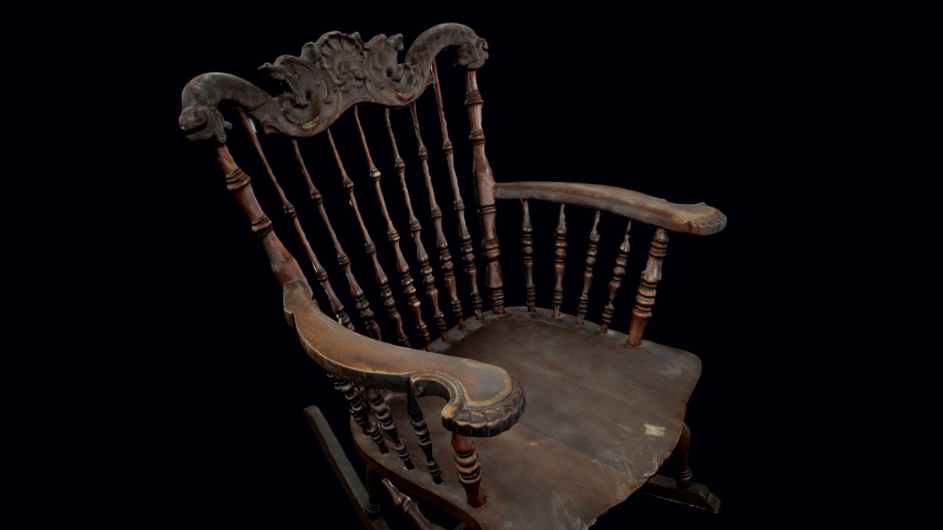 Antique carved wooden rocking chair with sea monster and shell motif. Photogrammetry scan with 118 photos taken with a Canon EOS 5DS R and 50mm lens 3d model