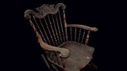 Rocking chair with sea monster motif woodcarving, rocking-chair, metashape, photogrammetry