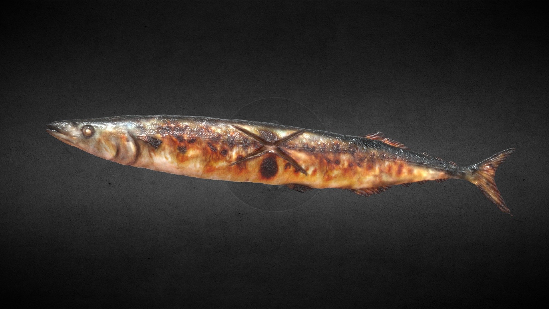 This is delicious Salt-Grilled Pacific Saury 3d model