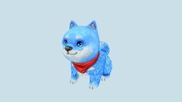 Handpainted Blue Shiba dog, challenge, stylised, shiba, stylized-handpainted, handpainted, blue, shibatexturingchallenge