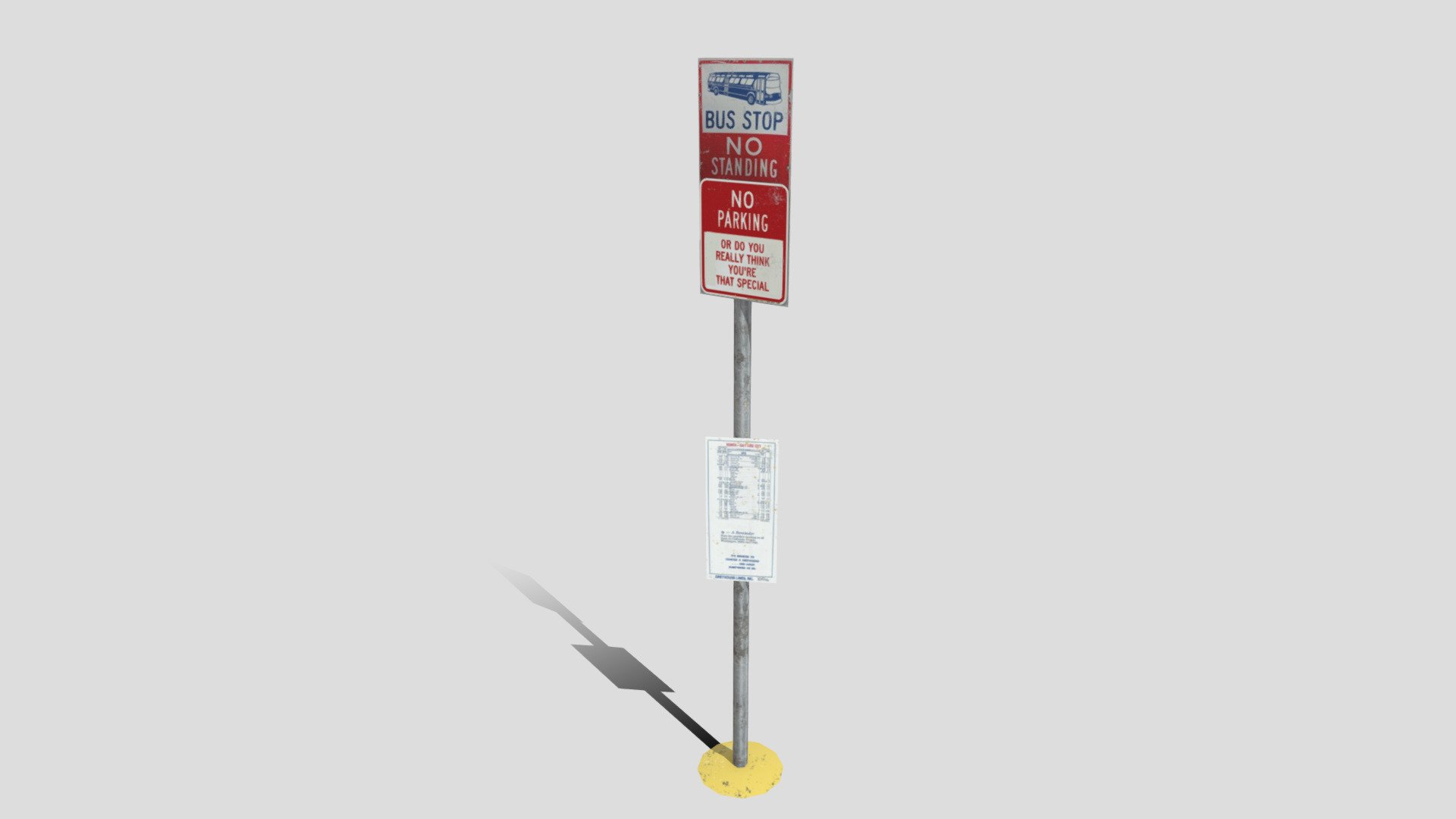 Old-fashioned bus stop sign 3d model