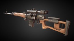 SVD_Gun sniper, svddragunov, substancepainter, lowpoly, blender3d, gun, dragunow