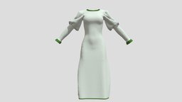 Bell-sleeves dress (part 4) cloth, dress, woman, marvelousdesigner, lady, bell-tower