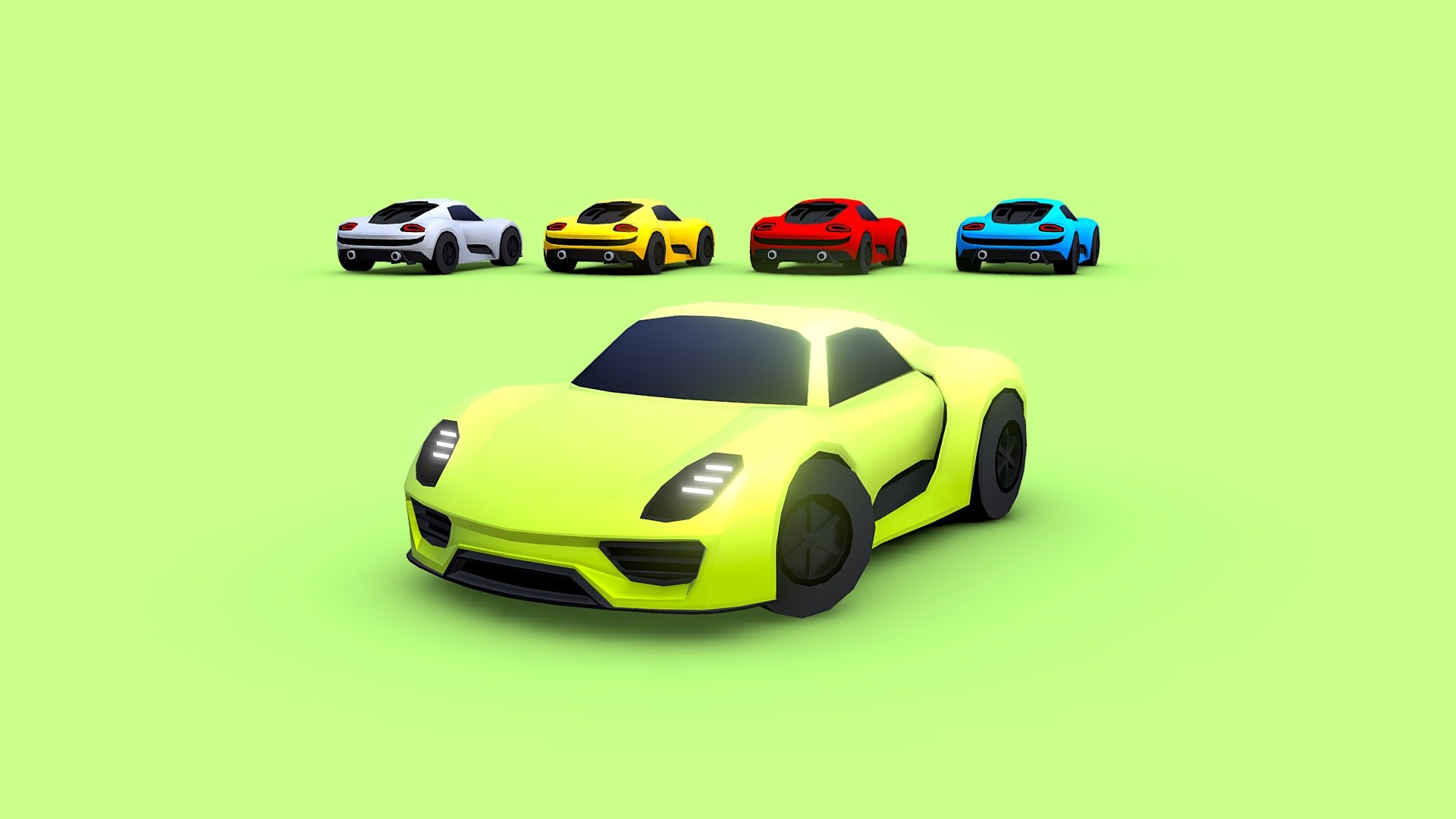 5 colors.

3510 triangles (wheels included).

FBX files included.

Cars use 2 materials (texture atlas of 512px * 512px).

Cartoon design.

This car is part of: CARS - Cute Racing Set - Cartoon Hypercar 2015 - Buy Royalty Free 3D model by SunsetStudio 3d model