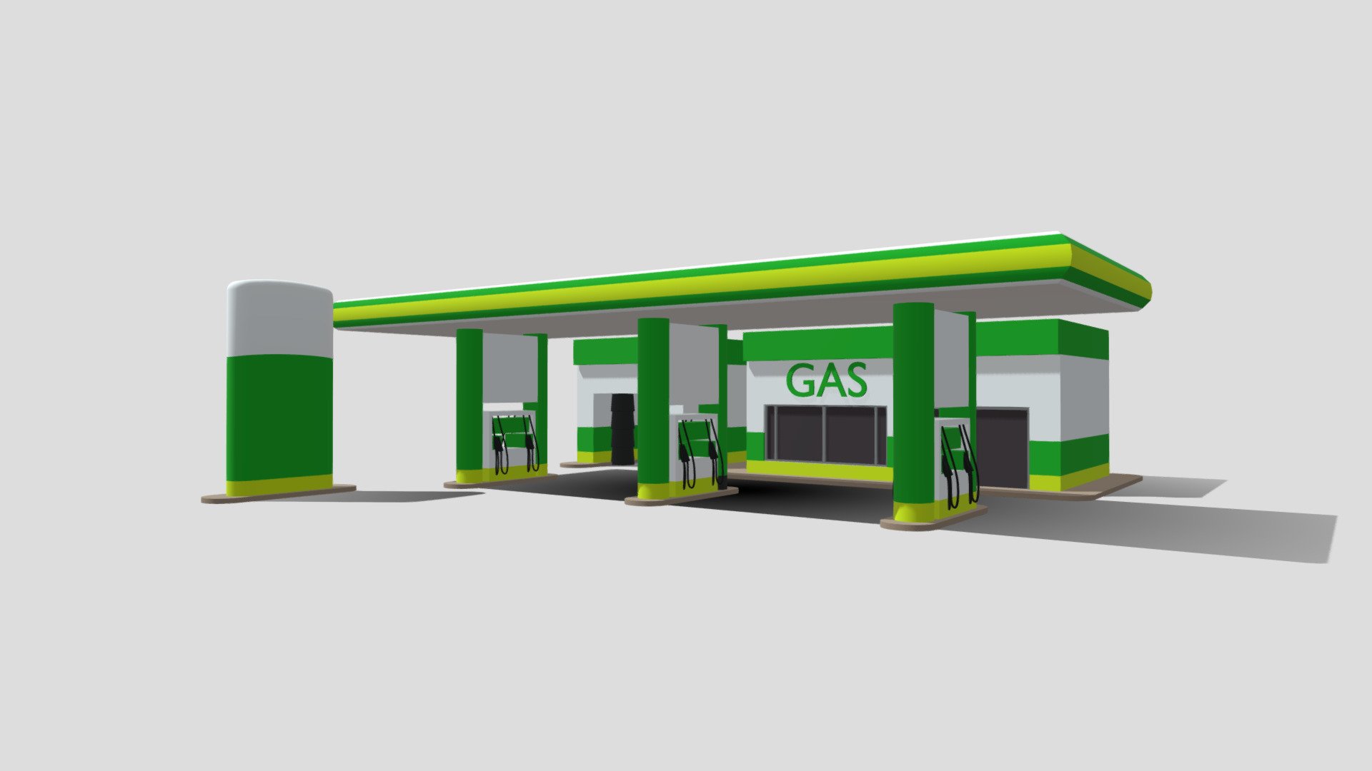 Low poly gas station part of lowpoly city pack - Low poly gas station - Buy Royalty Free 3D model by assetfactory 3d model