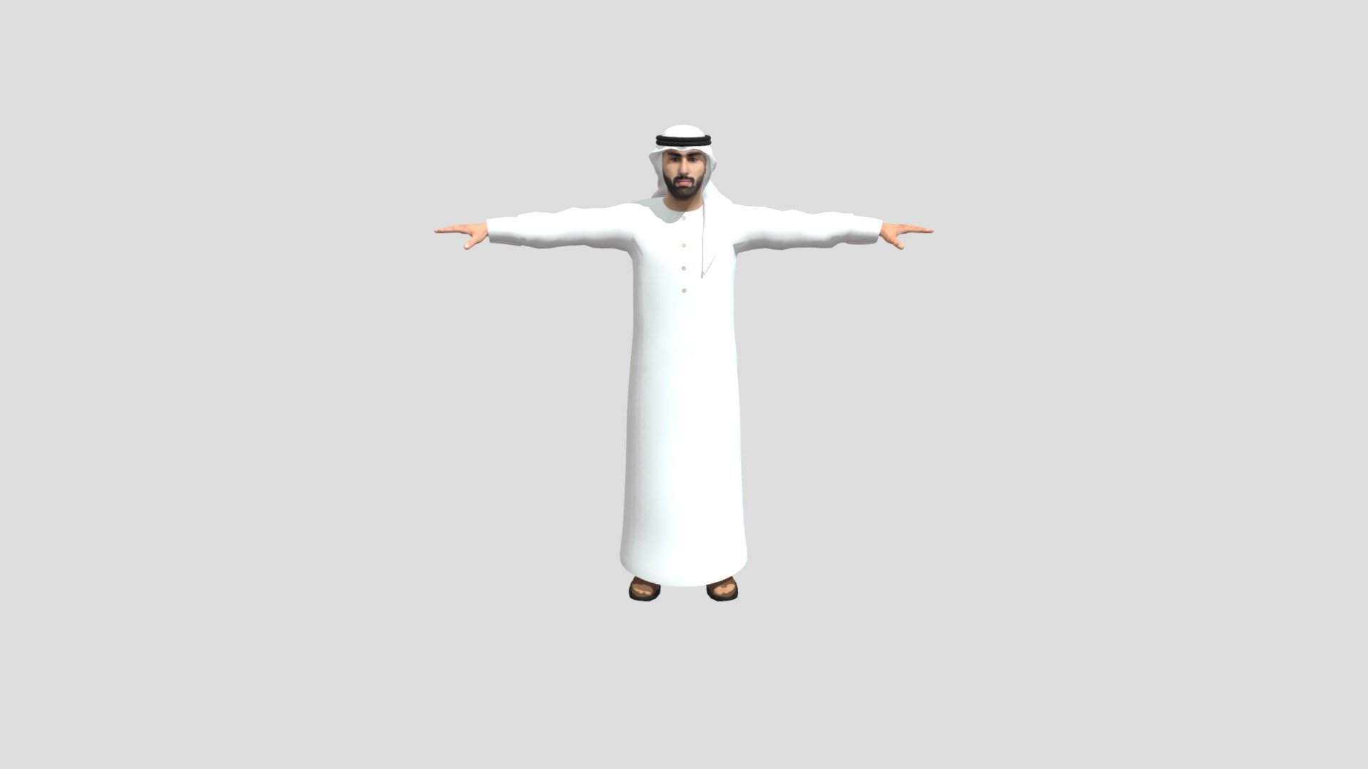 Emarati Male in Local Dress (FBX) - Fully Rigged with Facial Expressions Blendshapes - Emarati Male in Local Dress (Rigged+Expressions) - Buy Royalty Free 3D model by XtremeZero 3d model
