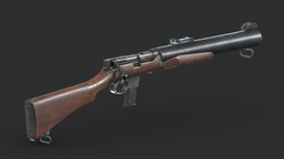 De Lisle Carbine Low Poly Realistic short, world, wooden, british, carbine, magazine, submachine, equipment, firearm, firearms, ii, stock, solider, shooting, sterling, weapon, asset, game, 3d, pbr, low, poly, military, gun, war