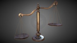 3D Low-Poly Mode Scales household, vintage, medieval, antique, scale, law, decor, scales, balance, game-ready, weight, justice, weighing, props-assets, highdetail, mesuring