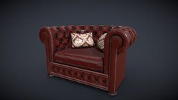 Small_Leather_Sofa victorian, sofa, red, leather, seat, padded, chair
