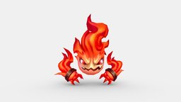 Cartoon red flame monster