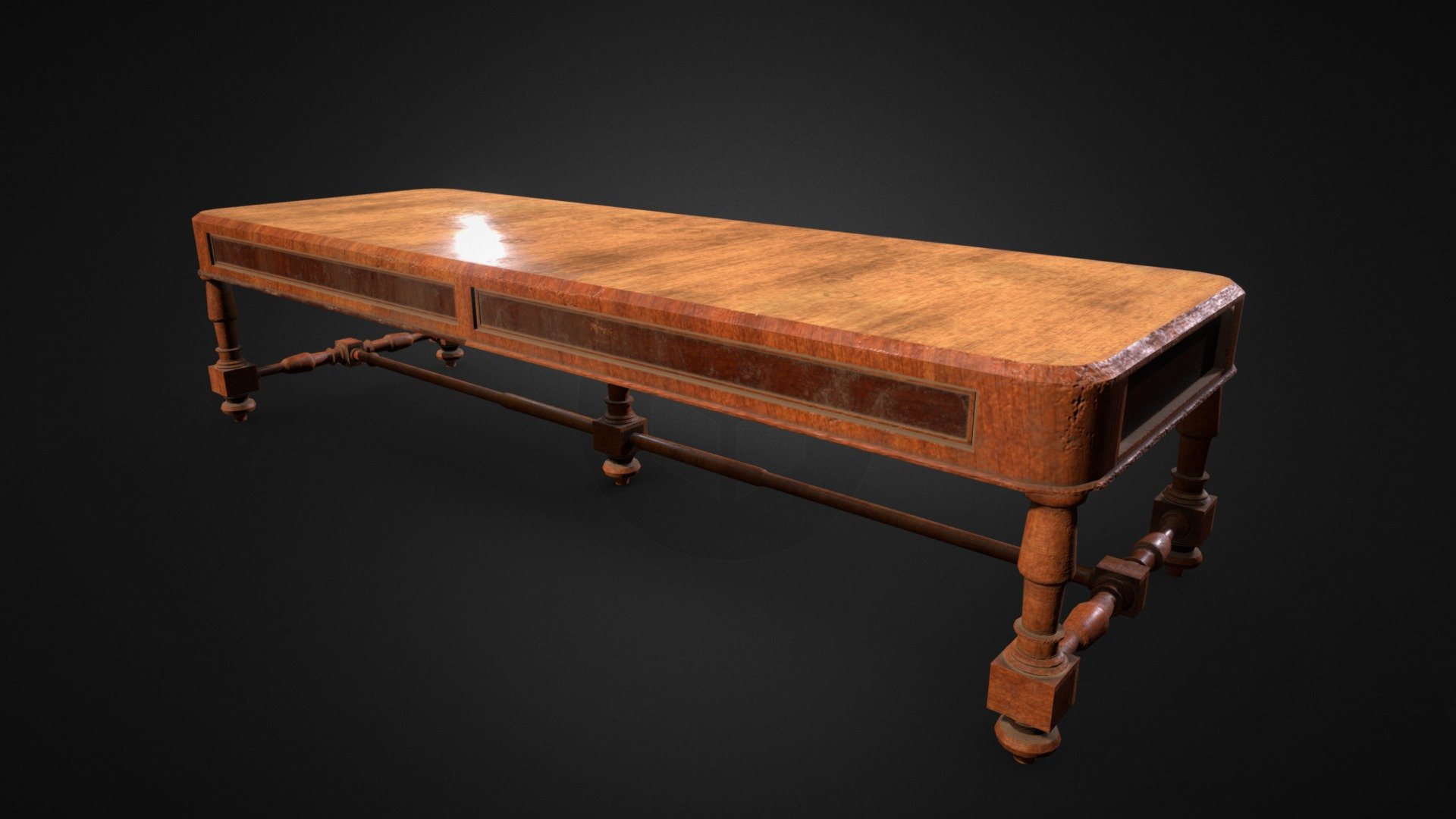 this is a model of a 3d old table special for old environments with ancient furniture, filled with wooden ornaments and decorations, made entirely in blender and textured in substance painter - Old Table 3D Model - 3D model by IPfuentes 3d model