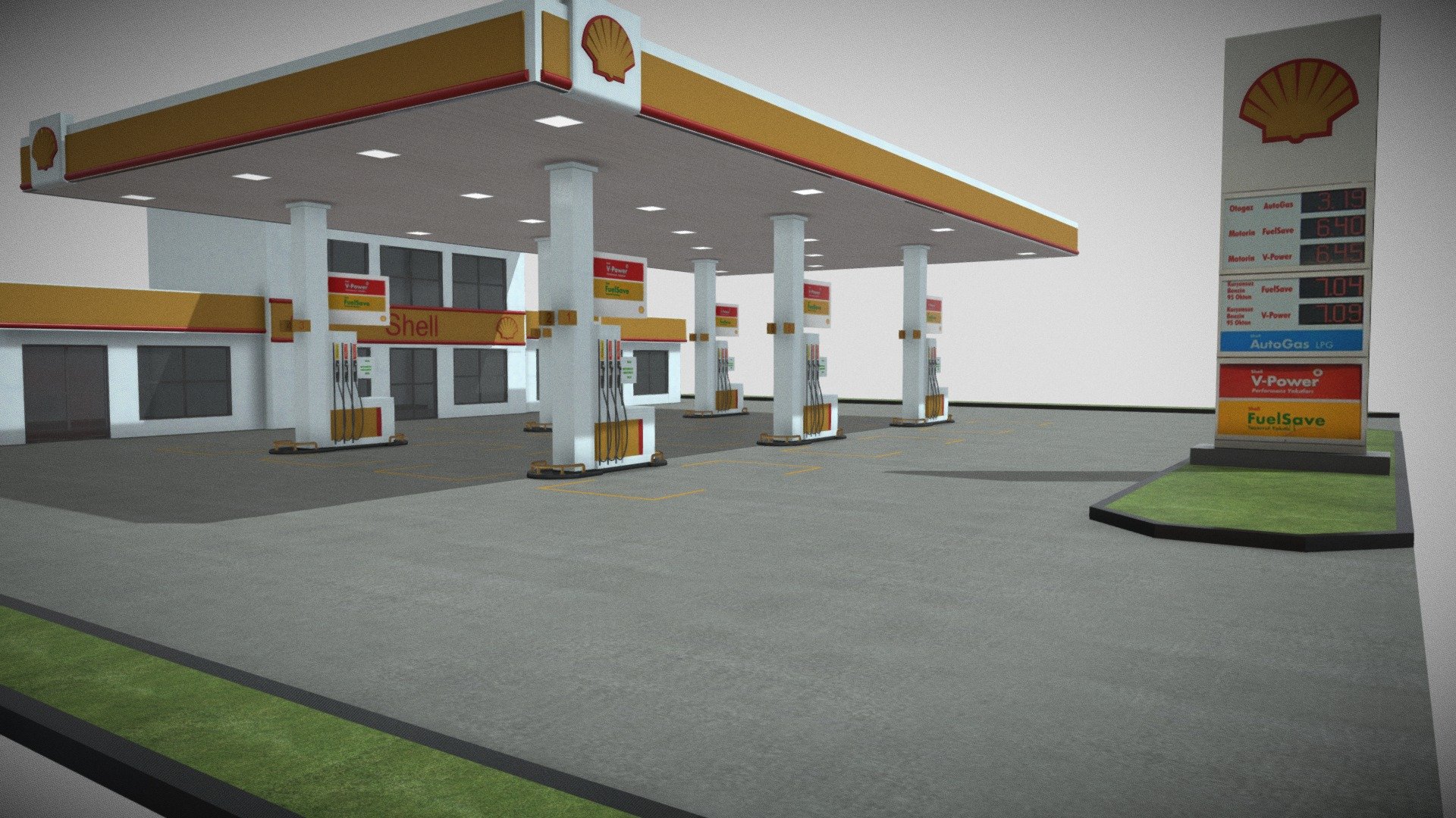 3d gas station can be an impressive element for your projects.
low polygon, realistic image, easy to use, realistic coatings, real-size, fast rendering, vray materials are ready 3d model