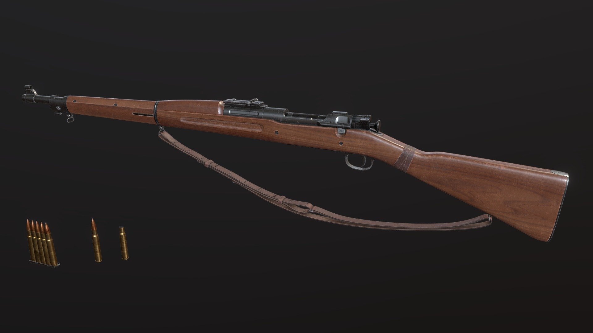 m1903 springfield rifle model high poly.

Subdiv ready topology with bevel on edges and quad polygons.

Textures:

PBR Metall/Roughness
Two 4k sets for metall and wood parts
One 2k set for strap - m1903 springfield high-poly - 3D model by drbanana 3d model