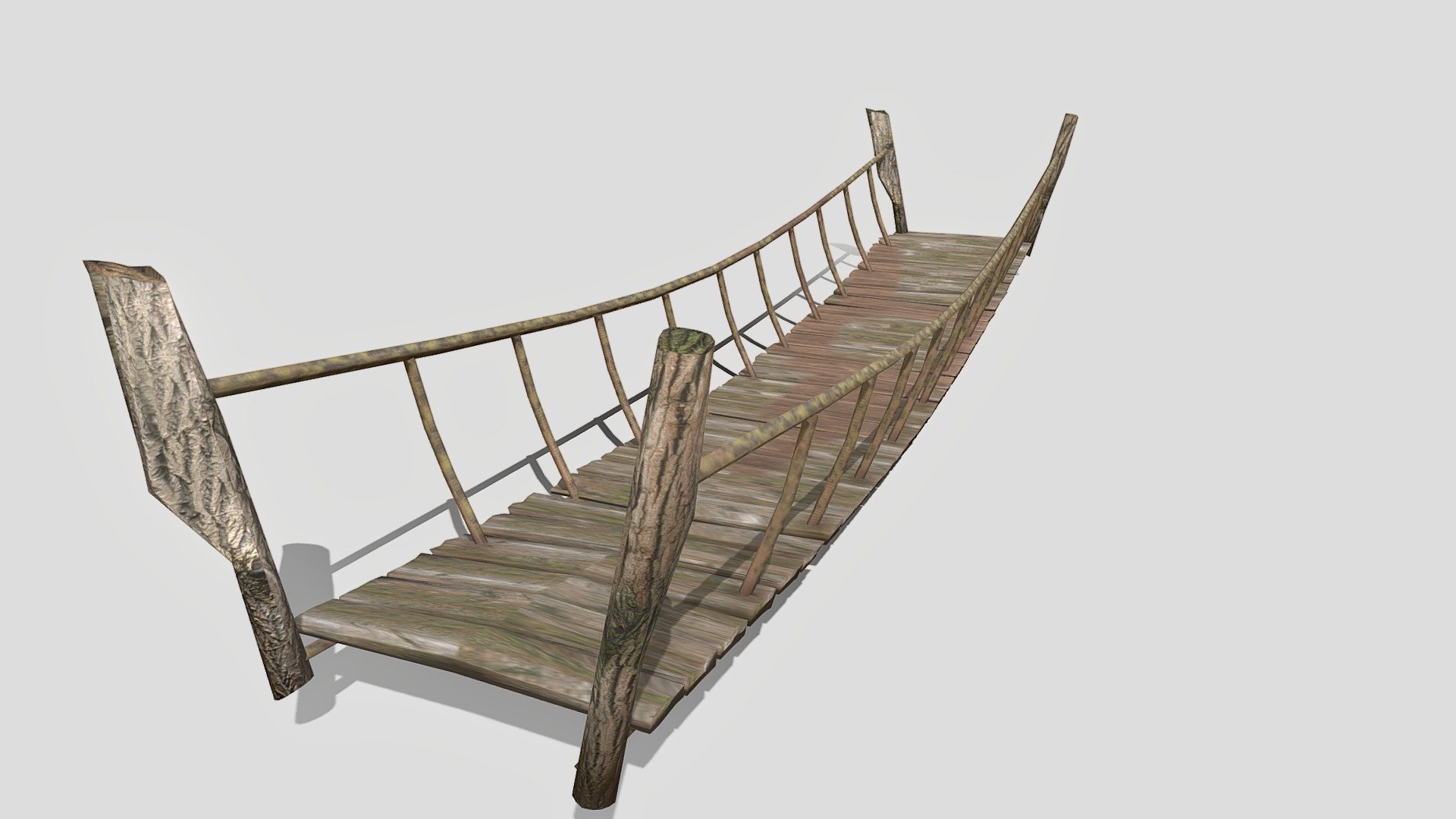 Wooden bridge, ideal model for level design in the forest.
The model is divided into three parts, each with its own material.

Optimized for games, but without LOD versions 3d model