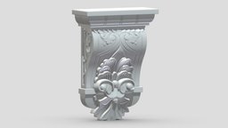 Scroll Corbel 63 stl, room, printing, set, element, luxury, console, architectural, detail, column, module, pack, ornament, molding, cornice, carving, classic, decorative, bracket, capital, decor, print, printable, baroque, classical, kitbash, pearlworks, architecture, 3d, house, decoration, interior, wall, pearlwork