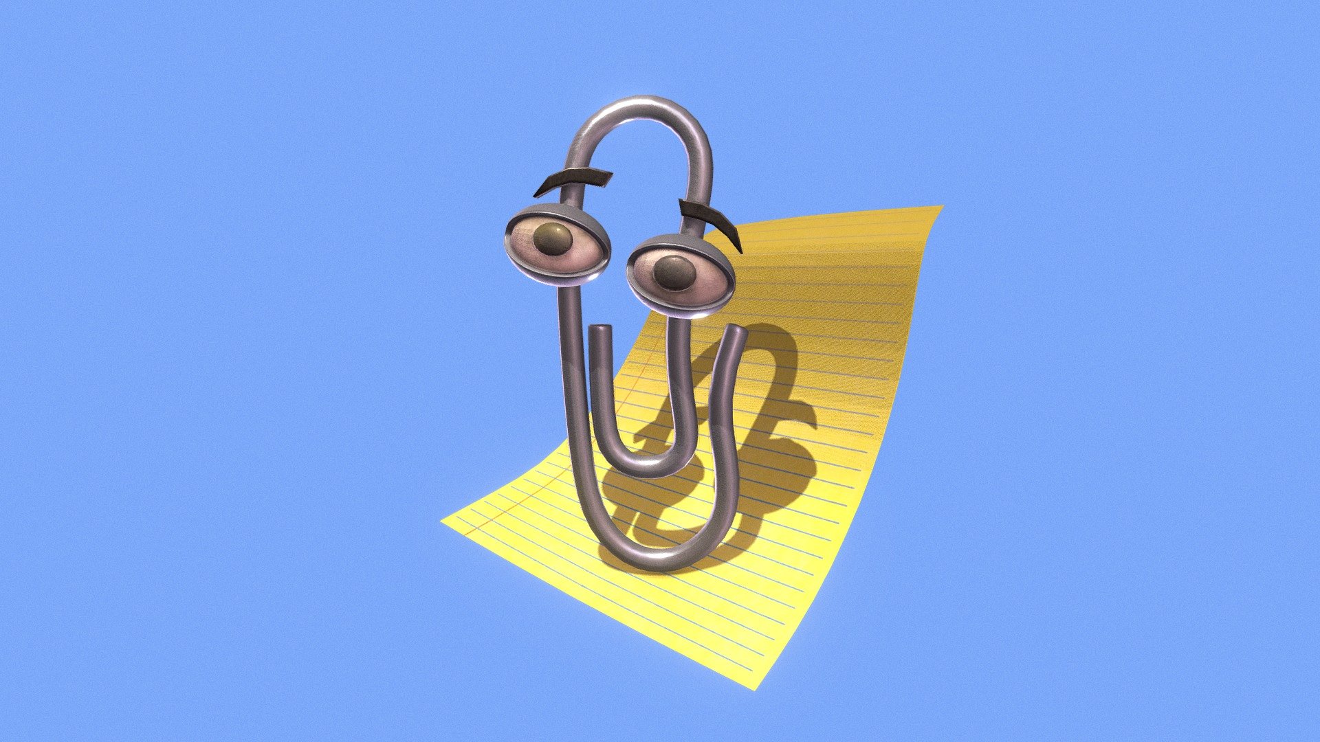 Thanks to Micrsoft, the office assistant was popularised around the time i started learning about computer! one of my many Millennials nostalgia.
http://knowyourmeme.com/memes/clippy

i rememeber trying to type to clippy and wonder why doesn't him talk back more inteligently. all the animation that came with it! if you guys like this i may spare some time to animate him!

One more fun thing for clippy fanatics:
https://www.smore.com/clippy-js - PBR Clippy Microsoft Office Assistant - Buy Royalty Free 3D model by twitte_king 3d model