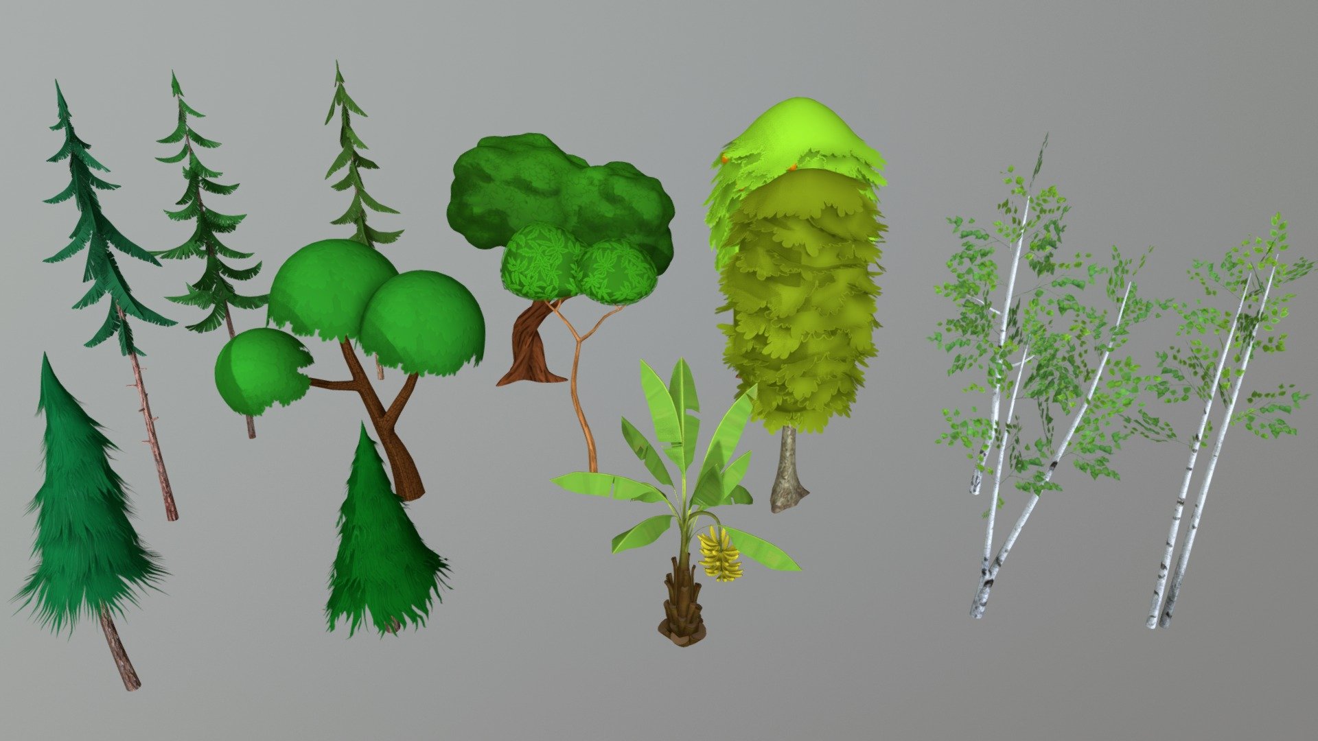 set of cartoon trees created for -link removed- - Cartoon Trees - 3D model by Buncic 3d model