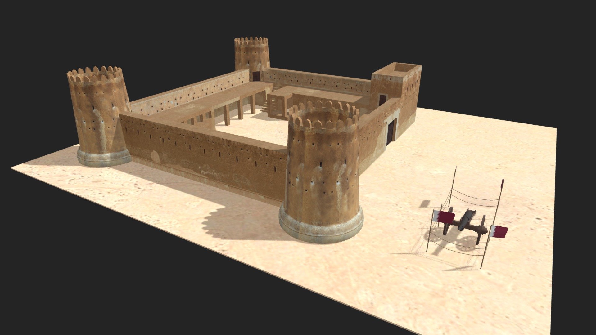 Zubara Fort Qatar
Originally created with 3ds Max 2015 and rendered in V-Ray 3.0. 

Total Poly Counts:
Poly Count = 8437
Vertex Count = 8228 - Zubara Fort Qatar - 3D model by nuralam018 3d model