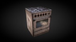 Old Rusty Stove rusty, oven, stove, postapocalyptic, old, kitchen, substancepainter, blender, lowpoly, gameasset, gameready