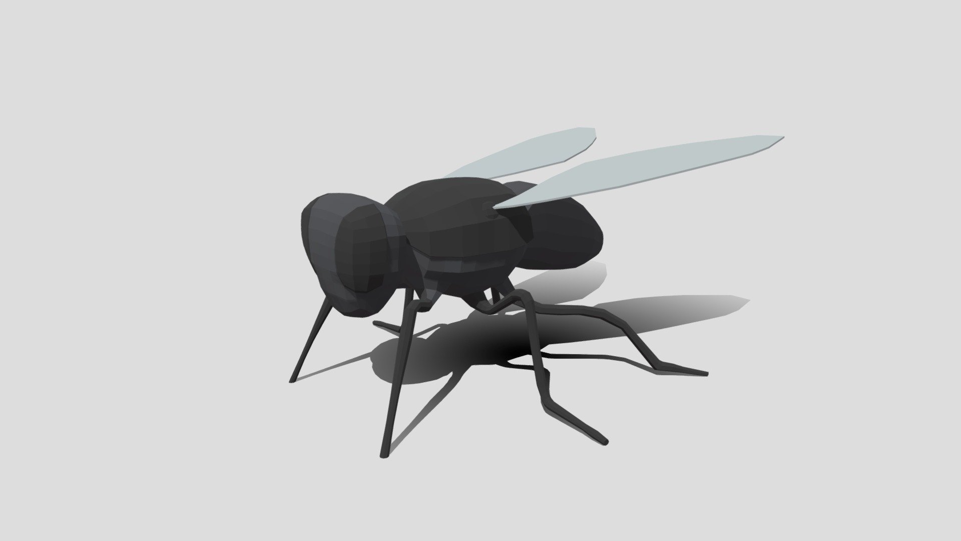 This is a low poly 3D model of a fly. The low poly fly was modeled and prepared for low-poly style renderings, background, general CG visualization presented as 1 mesh with quads only.

Verts : 1.430 Faces : 1.406.

The 3D model have simple materials with diffuse colors.

No ring, maps and no UVW mapping is available.

The original file was created in blender. You will receive a 3DS, OBJ, FBX, blend, DAE, Stl, gLTF.

All preview images were rendered with Blender Cycles. Product is ready to render out-of-the-box. Please note that the lights, cameras, and background is only included in the .blend file. The model is clean and alone in the other provided files, centred at origin and has real-world scale - Low Poly Cartoon Fly - Buy Royalty Free 3D model by chroma3d (@vendol21) 3d model