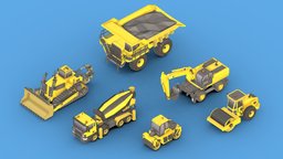 Collection Construction Vehicles Low- Poly_1 bulldozer, truck, vehicles, dump, trucks, machinery, mining, pack, collection, mixer, large, cars-vehicles, truck-heavy-vehicle, truck-low-poly, low-poly, vehicle, mobile, car, construction