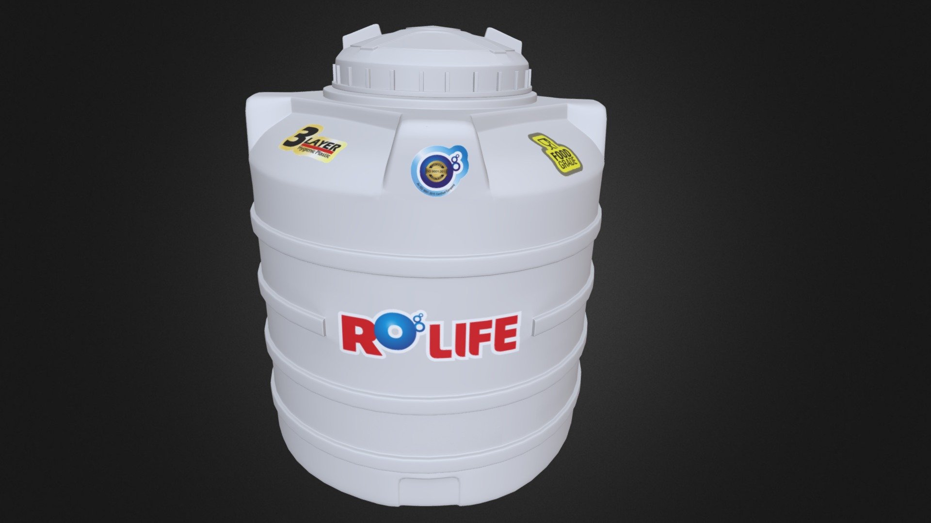 Three and Four layer Ro life water tanks are the most recent advancement in the field of water storage facilities. The outermost layer with heat reflective technology helps in maintaining cool water. The tanks are also very thick, strong and durable 3d model