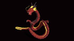 Chinese Dragon animals, chinesedragon, fantasycreature, pixel-art, blockbench, minecraft, voxel, fantasy, dragon