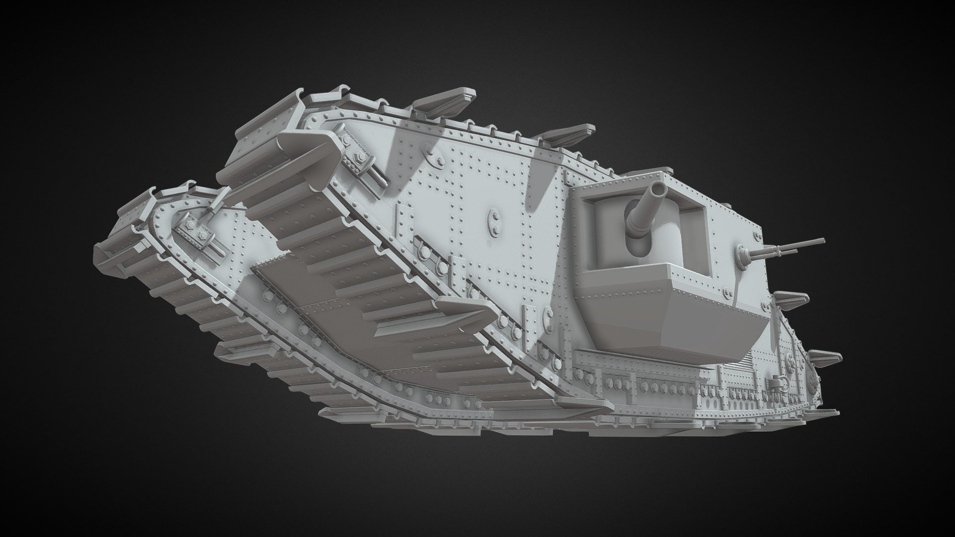Mark 5 tank manufactured by England in 1917 - Tank mark V Desert version.(Work in progress) - 3D model by EnriquePBart 3d model