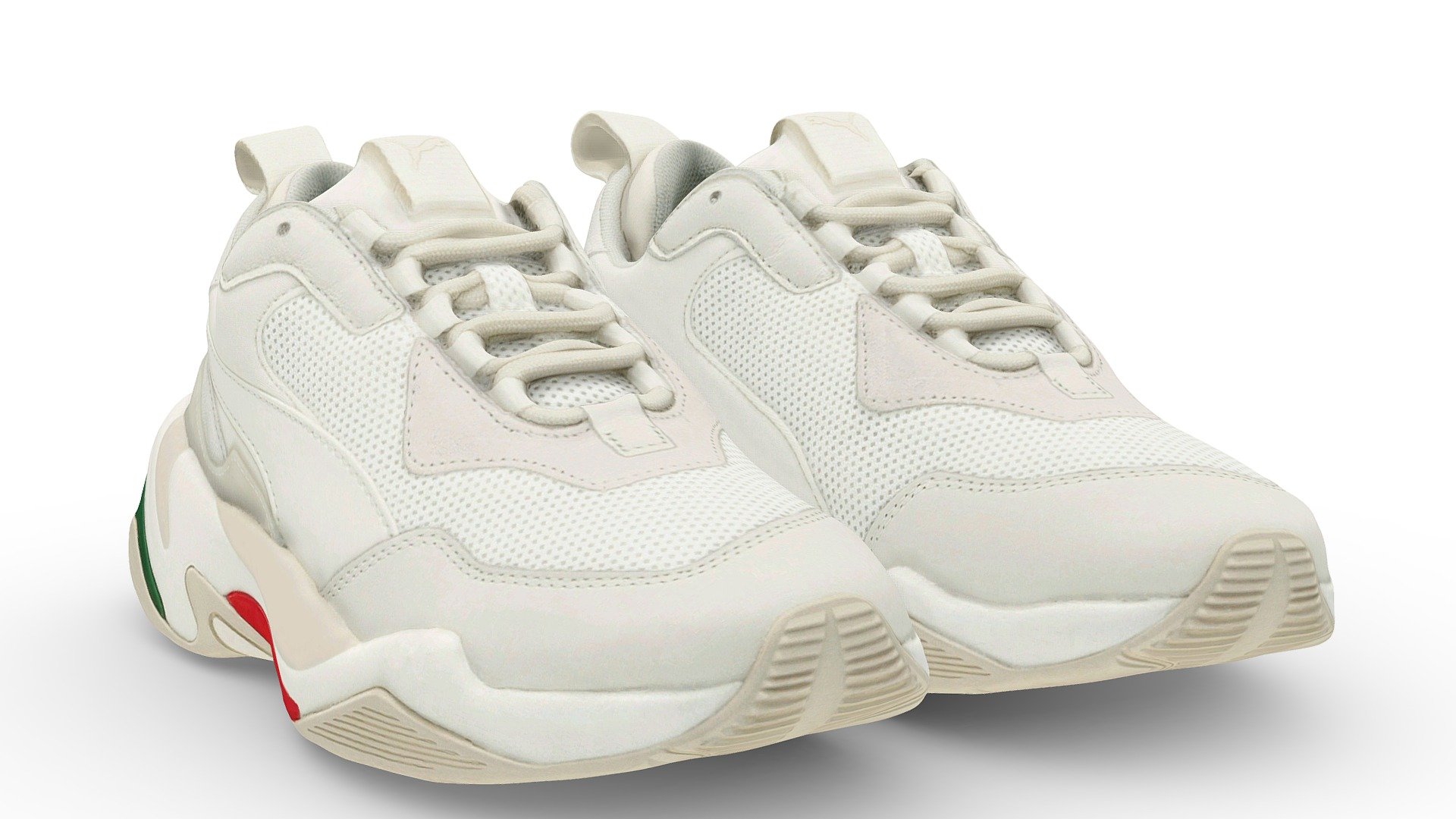 A Very Detailed shoes with High-Quality .

The Mesh is UV unwrapped.

4096x4096 Texture Maps jpg，in the compressed file rar.

The textures is lighting baked,the texture is uploaded to preview images.

File Formats :

FBX .OBJ .stl.collada(dae).Maya2019,Texture(jpg format).

If you want to modify the color of the shoes, it is easy to do with photopshop. The screenshot shows how to do it.

This is a professional scanning agency, if there are any shoes that are not included, please let me know.My E-mail:951723610@qq.com,It will helps a lot.By the way,we are available for custom shoes scan.

Don't forget to check my other sneakers,Have a nice day：） - Puma Thunder Spectra White - Buy Royalty Free 3D model by Vincent Page (@vincentpage) 3d model