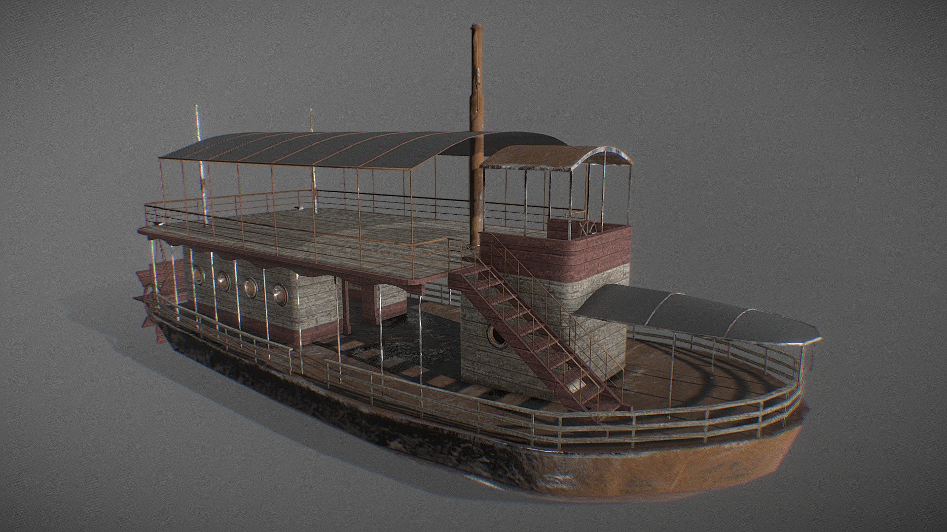A steam boat from Fallout 3 Point Lookout. Created for the Fallout Capital Wasteland project but retextured 3d model