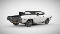 White Ghost muscle, 1970, dodge, challenger, old, engine, real, dodgechallenger, vehicle, car, ghost, black, gameready, blackghost