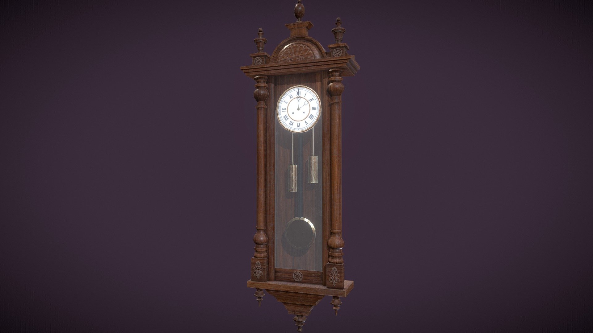 Detailed gameready PBR 3d model of an antique wall clock from 1930's. Textures  - 2048x2048 px, format - png 3d model