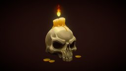 Stylized skull with a candle