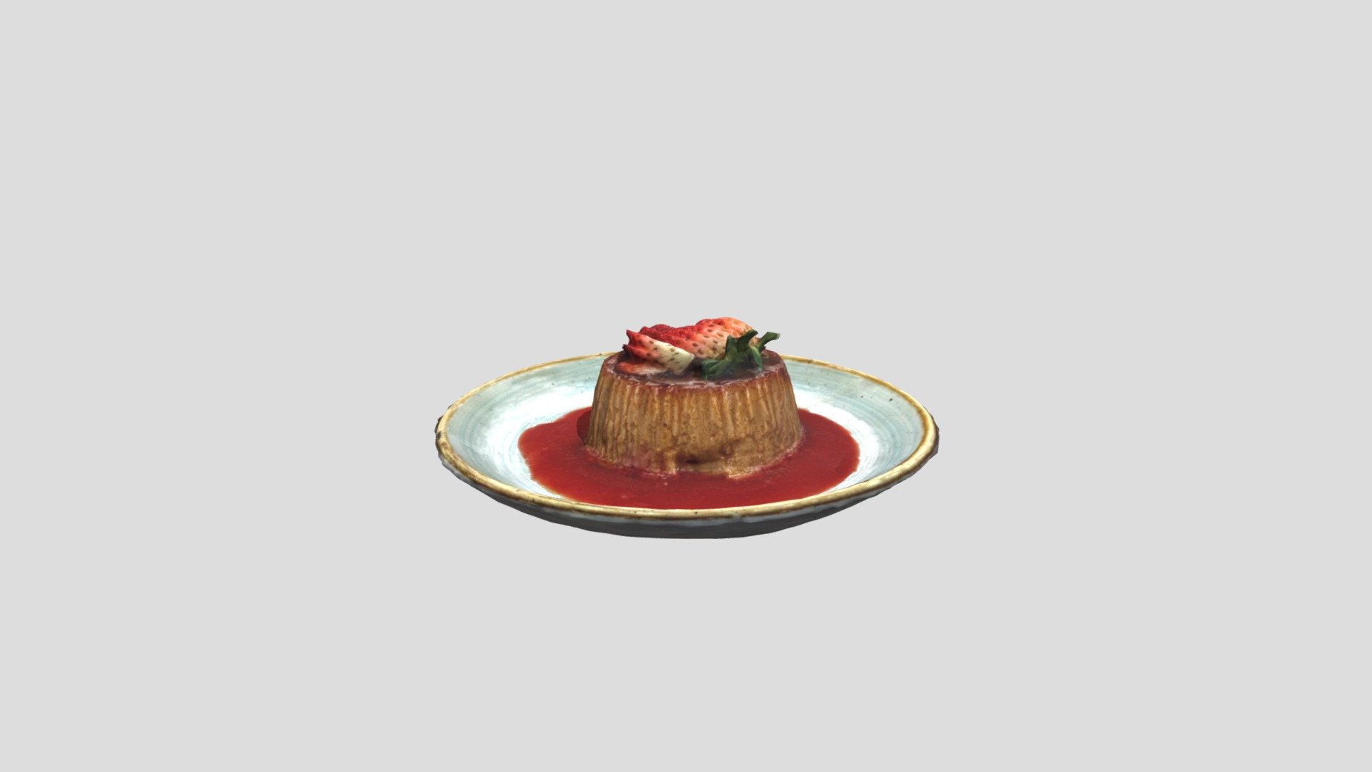Caramel | strawberry - Copita Strawberry Flan - Buy Royalty Free 3D model by Augmented Reality Marketing Solutions LLC (@AugRealMarketing) 3d model
