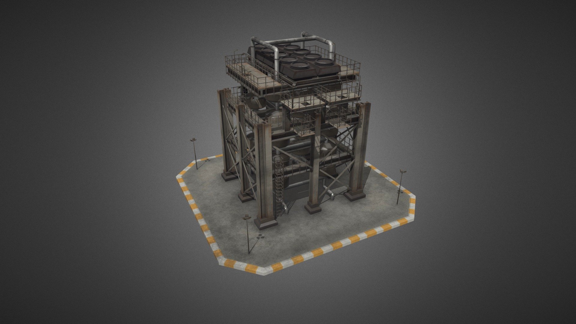 Low poly game-ready 3d model of an Oil Refinery 09 for Virtual Reality (VR), Augmented Reality (AR), games and other real-time apps 3d model