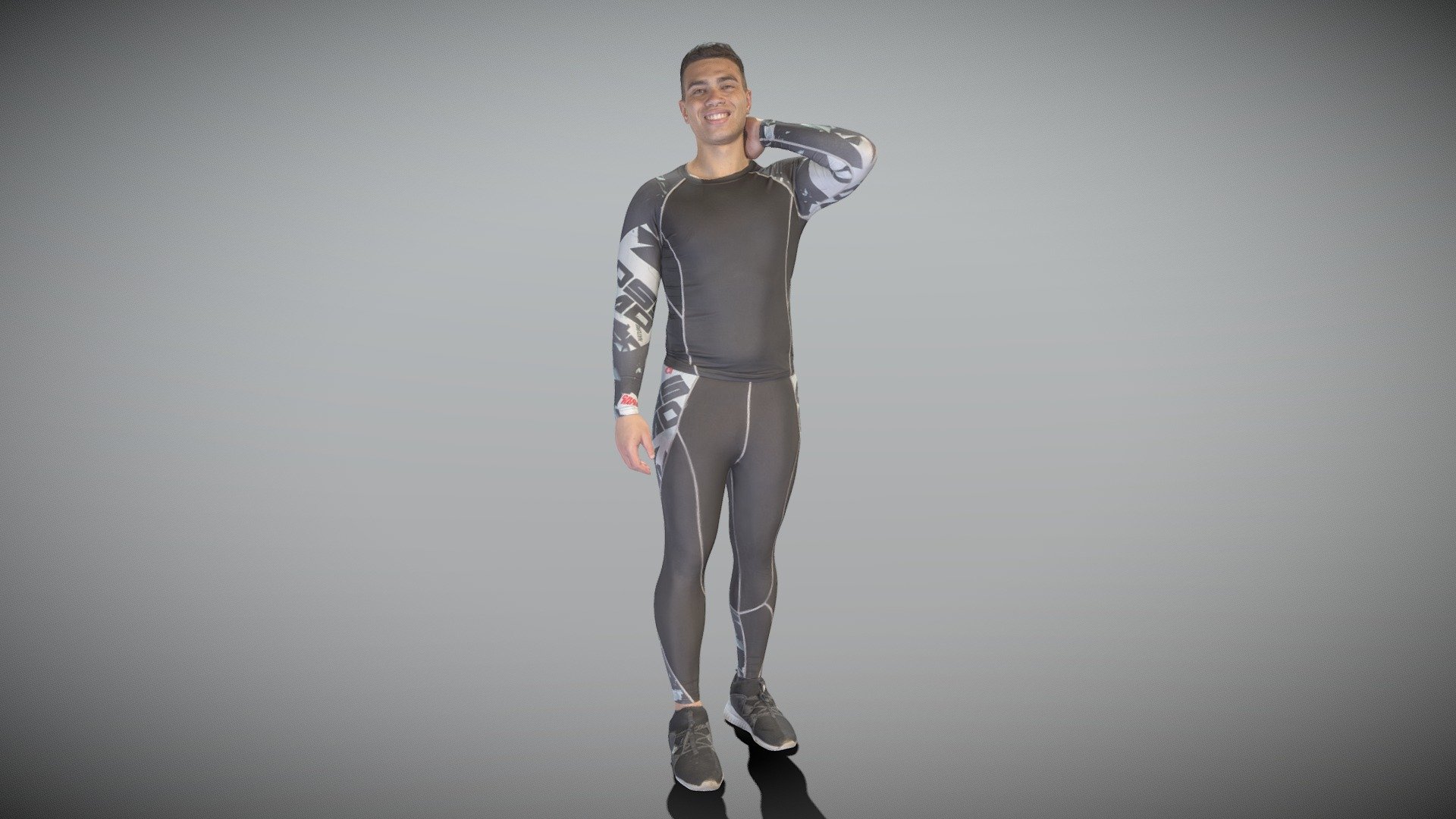 This is a true human size and detailed model of a sporty handsome young man of Caucasian appearance. The model is captured in casual pose to be perfectly matching for variety of architectural visualizations, e.g. gym, park, locker room, weight room, beach, VR/AR content, etc.

The product is ready both for immediate use in architectural visualisations, or further render and detailed sculpting in Zbrush.

Technical characteristics:




digital double 3d scan model

decimated model (100k triangles)

sufficiently clean

PBR textures: Diffuse, Normal, Specular maps

non-overlapping UV map

Download package includes Cinema 4D project file with Redshift shader, OBJ, FBX files, which are applicable for 3ds Max, Maya, Unreal Engine, Unity, Blender, etc. All the textures you will find in the Tex folder, included into the main archive.

You may find some of our 3d models in free access on SketchFab https://sketchfab.com/deep3dstudio/collections/sample-basic-3d-models

New 3d models every day! - Handsome young man in sportswear 329 - Buy Royalty Free 3D model by deep3dstudio 3d model