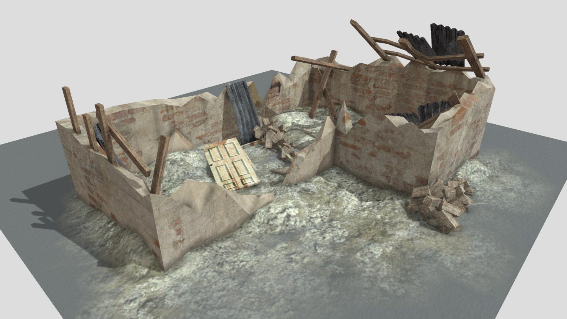 building ruins debris destroyed house - building ruins debris destroyed house - Buy Royalty Free 3D model by topchannel1on1 3d model