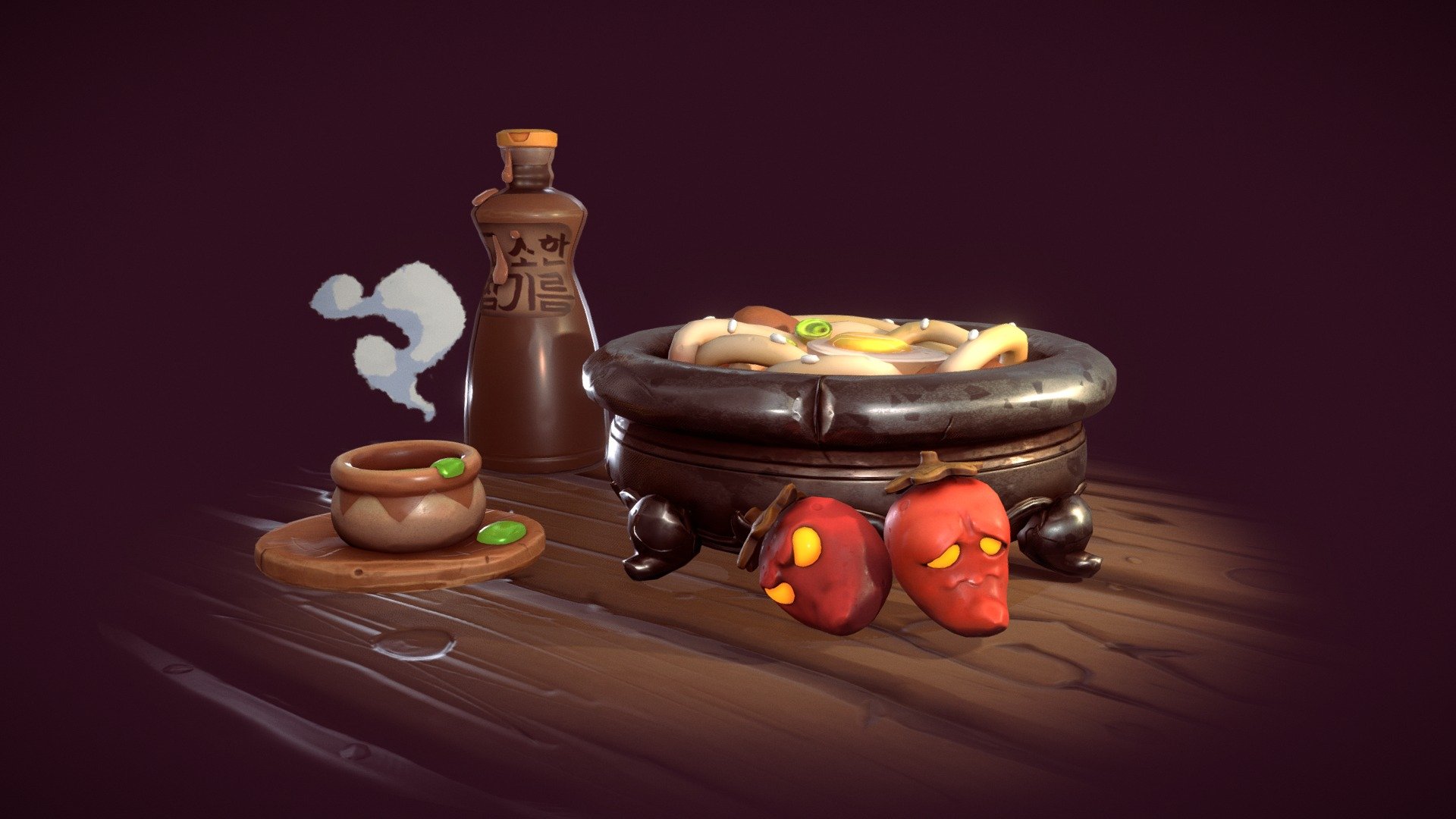 Here's my project during August, I decided to recreate in 3D some Korean foods props. 

Original concept by Camille Peyrebere, check out here awesome work here: https://www.artstation.com/artwork/Pomay8 - Korean Food - 3D model by MaxRey (@MaxReu) 3d model