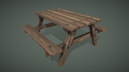 Low-Poly Wooden Bench