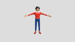 Cartoon Character Casual Man-Low Poly