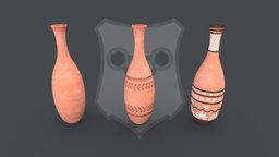 Pottery 2A Bottle greek, ancient, prop, medieval, pottery, furniture, ceramic, roman, clay, antiquity, pbr, gameart, gameasset, decoration, bottle, history, gameready
