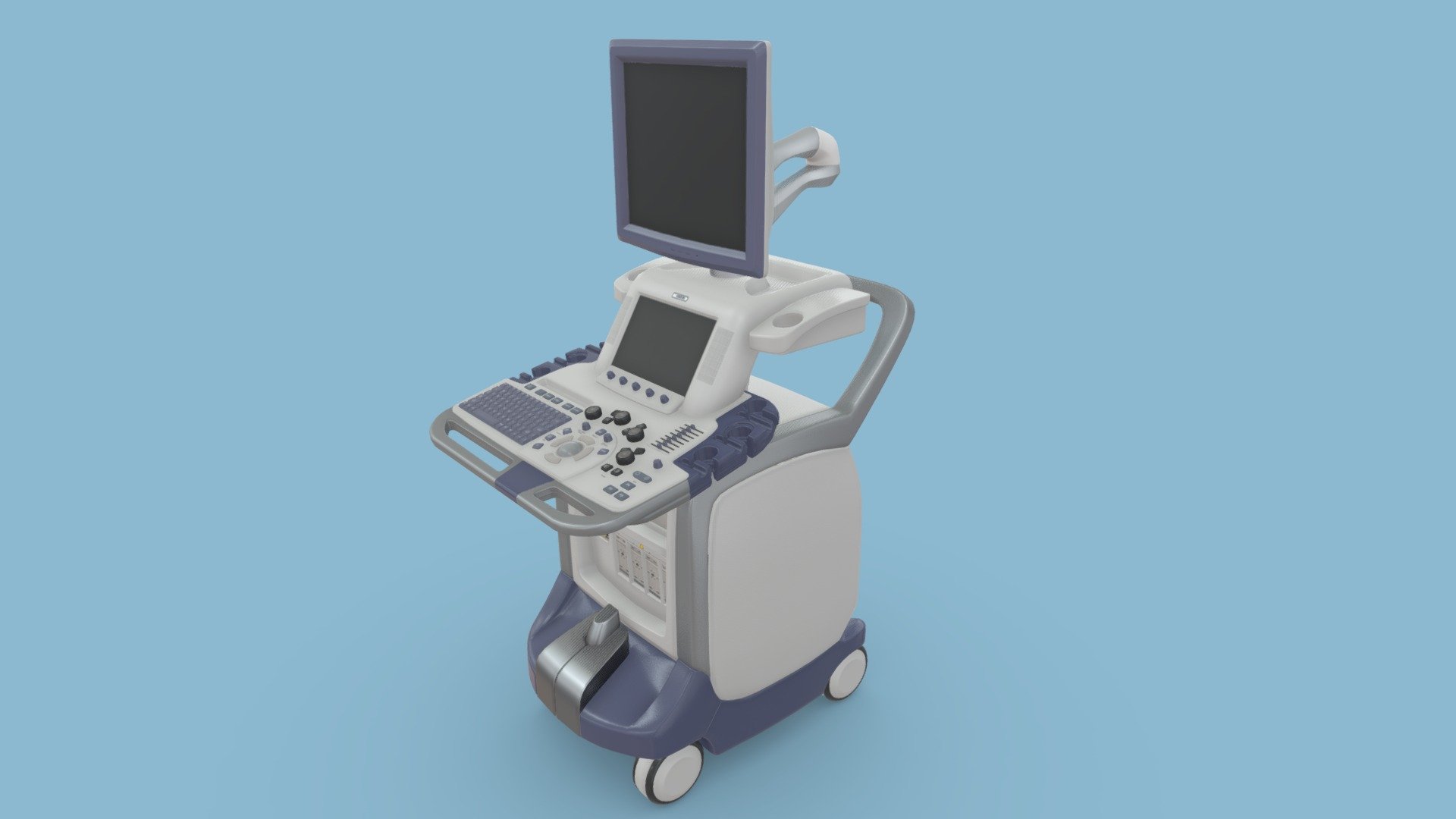 A state-of-the-art ultrasound machine. Useful for hospital scenes.

The texture density is about 22px/cm on average. Looks well in medium close-up.



Since sketchfab didn’t provide an option for CC0 license, I have to declare it myself: 

You can use this model for any purpose without permission or attribution 3d model