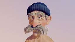 Geezer elder, moustache, old, man, stylized