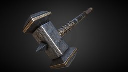 The Ultimate Banhammer warhammer, ancient, two, hammer, heavy, wild, epic, twohanded, dwarven, powerful, dank, substancepainter, substance, weapon, blender, weild
