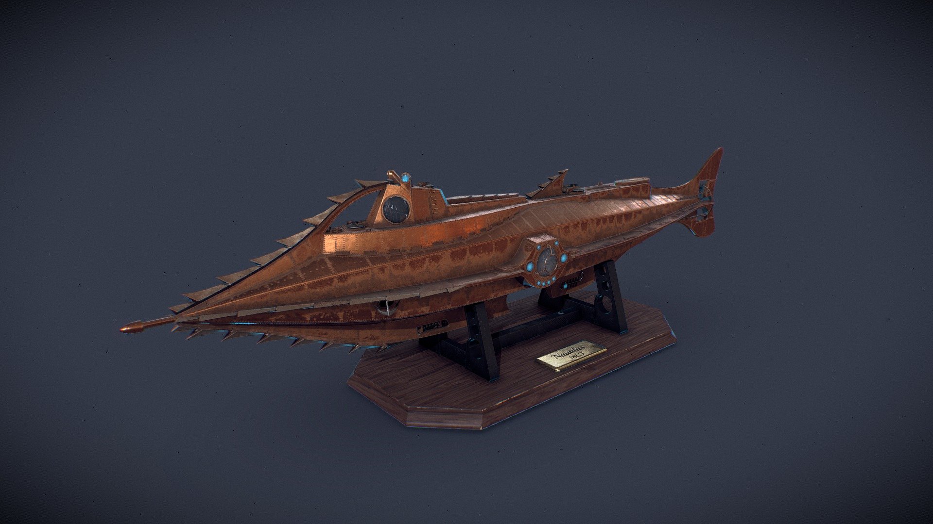 Hello Everyone ! This is an asset made for a personal project of a victorian scenary. Being fan of Jules Verne stories such as 20.000 leagues under the sea and of the amazing concept of submarine Nautilus, always loved the model that you could visit in DisneyLand Paris also,  I made a version of it to decorate my scenary :)

Made with Maya, PS and Substance.

You will find in the package Scene file, FBX and 4k Textures.
If you have any customs need, please feel free to contact me 3d model