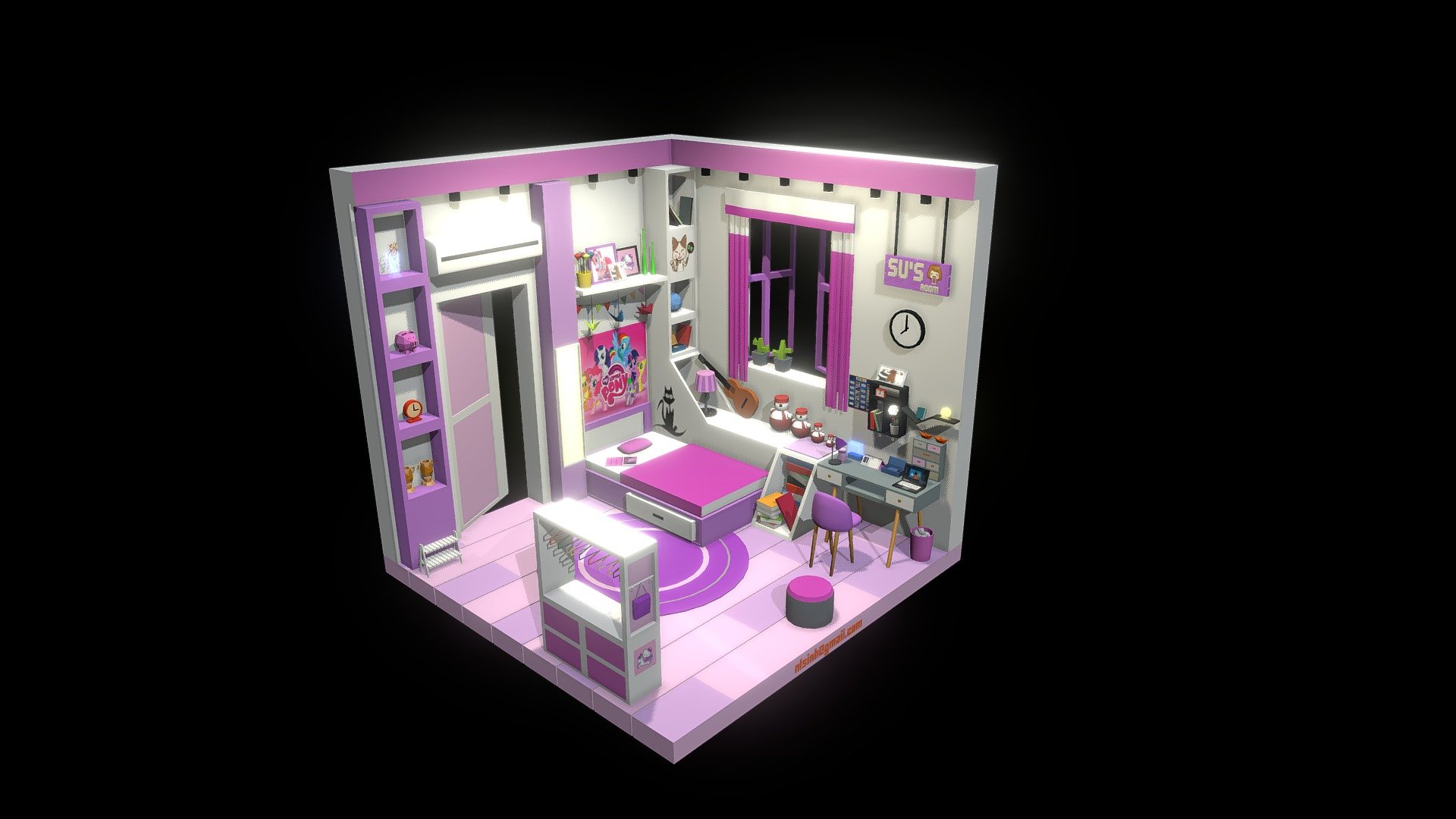 This is a room for my niece! Her name is Su. Thanks for viewing! - Su's room - Download Free 3D model by Sinh Nguyễn (@nlsinh) 3d model