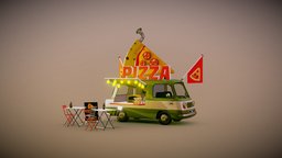 Pizza Foodtruck Lowpoly
