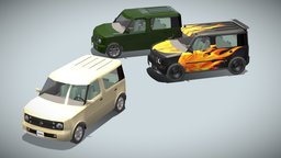 Nissan Cube cube, nissan, small, traffic, road, mpv, kei, lowpoly, gameasset, car, street, japanese
